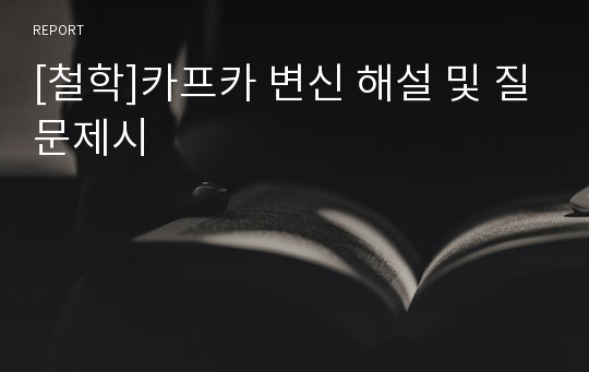 [철학]카프카 변신 해설 및 질문제시