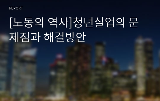 [노동의 역사]청년실업의 문제점과 해결방안