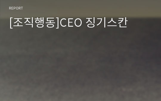 [조직행동]CEO 징기스칸