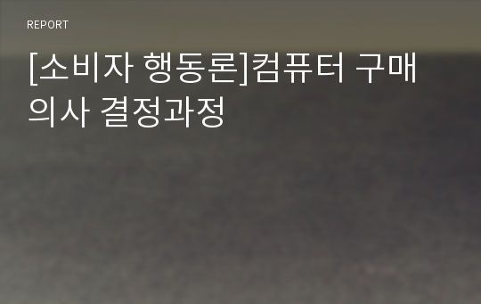 [소비자 행동론]컴퓨터 구매의사 결정과정