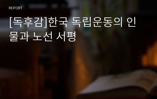 [독후감]한국 독립운동의 인물과 노선 서평
