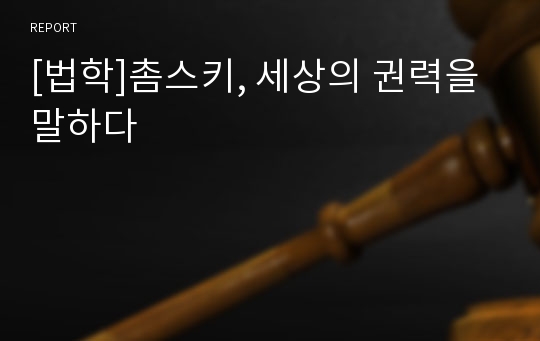 [법학]촘스키, 세상의 권력을 말하다