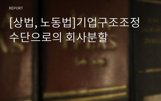 [상법, 노동법]기업구조조정 수단으로의 회사분할