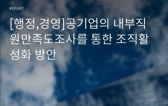 [행정,경영]공기업의 내부직원만족도조사를 통한 조직활성화 방안