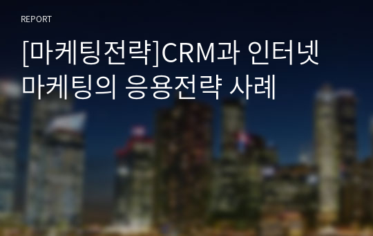 [마케팅전략]CRM과 인터넷마케팅의 응용전략 사례