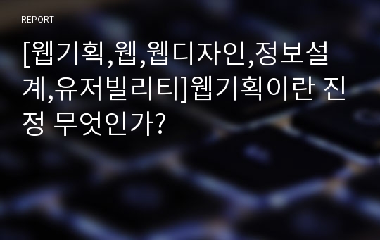 [웹기획,웹,웹디자인,정보설계,유저빌리티]웹기획이란 진정 무엇인가?