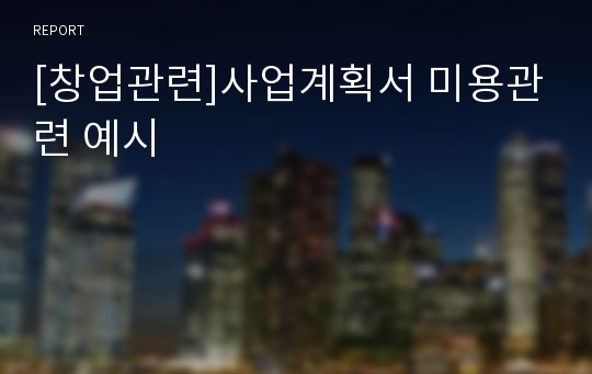 [창업관련]사업계획서 미용관련 예시