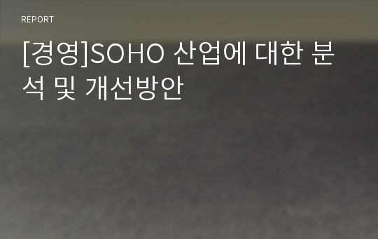 [경영]SOHO 산업에 대한 분석 및 개선방안