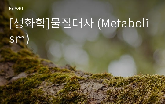 [생화학]물질대사 (Metabolism)