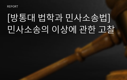 [방통대 법학과 민사소송법]민사소송의 이상에 관한 고찰