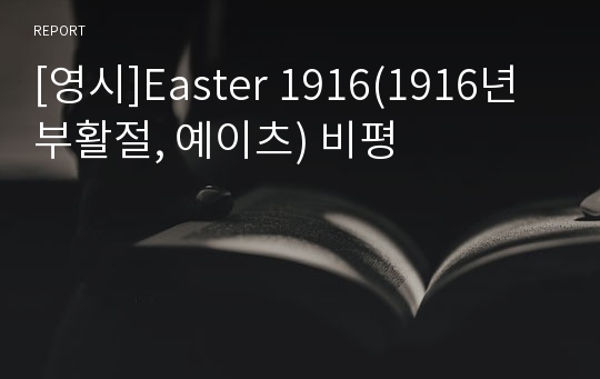 [영시]Easter 1916(1916년 부활절, 예이츠) 비평