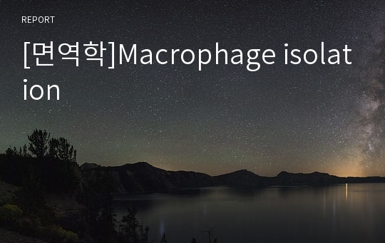 [면역학]Macrophage isolation