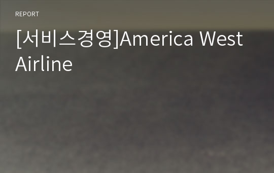[서비스경영]America West Airline
