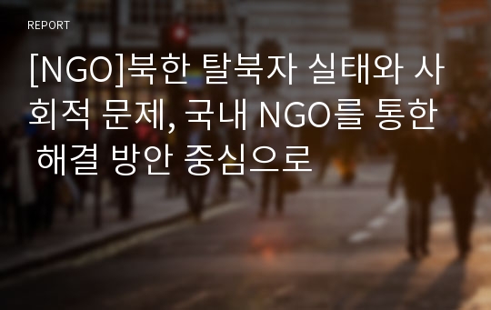 [NGO]북한 탈북자 실태와 사회적 문제, 국내 NGO를 통한 해결 방안 중심으로