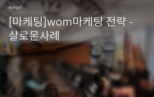 [마케팅]wom마케팅 전략 -살로몬사례