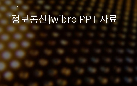 [정보통신]wibro PPT 자료