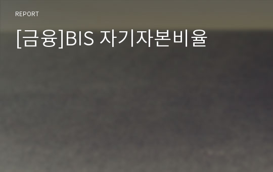 [금융]BIS 자기자본비율