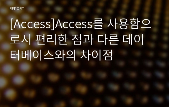[Access]Access를 사용함으로서 편리한 점과 다른 데이터베이스와의 차이점
