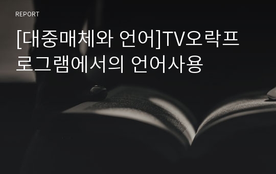 [대중매체와 언어]TV오락프로그램에서의 언어사용