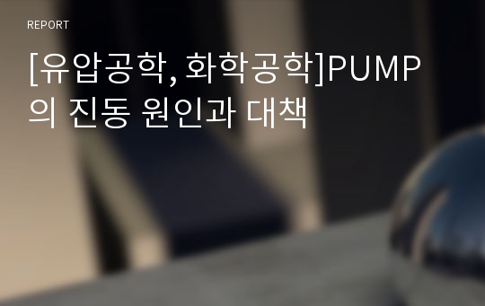 [유압공학, 화학공학]PUMP의 진동 원인과 대책
