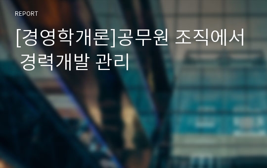 [경영학개론]공무원 조직에서 경력개발 관리