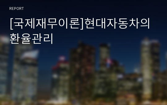 [국제재무이론]현대자동차의환율관리