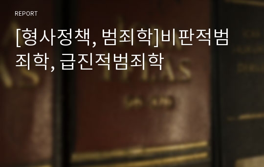 [형사정책, 범죄학]비판적범죄학, 급진적범죄학