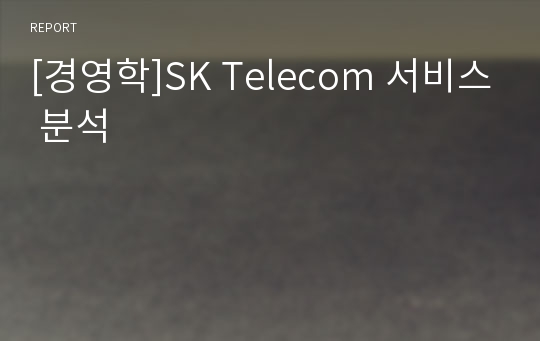 [경영학]SK Telecom 서비스 분석