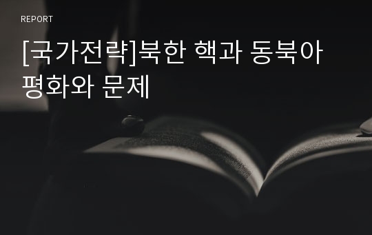 [국가전략]북한 핵과 동북아 평화와 문제