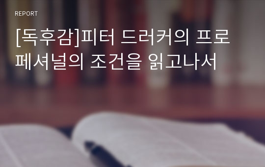 [독후감]피터 드러커의 프로페셔널의 조건을 읽고나서