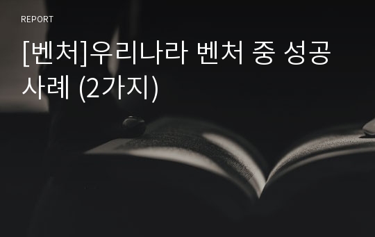 [벤처]우리나라 벤처 중 성공사례 (2가지)