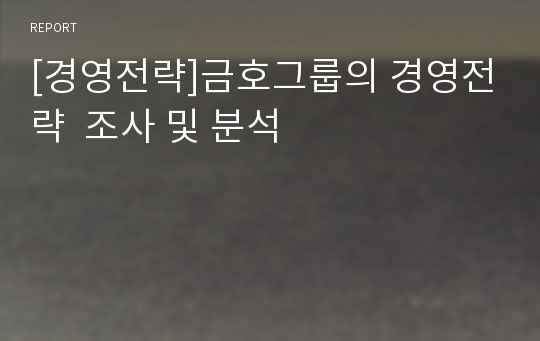 [경영전략]금호그룹의 경영전략  조사 및 분석