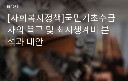 [사회복지정책]국민기초수급자의 욕구 및 최저생계비 분석과 대안