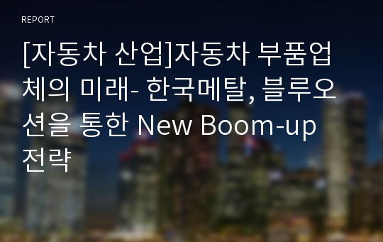 [자동차 산업]자동차 부품업체의 미래- 한국메탈, 블루오션을 통한 New Boom-up 전략