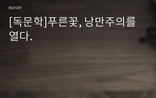 [독문학]푸른꽃, 낭만주의를 열다.