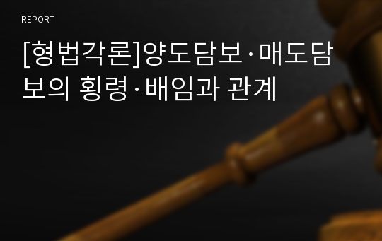 [형법각론]양도담보·매도담보의 횡령·배임과 관계