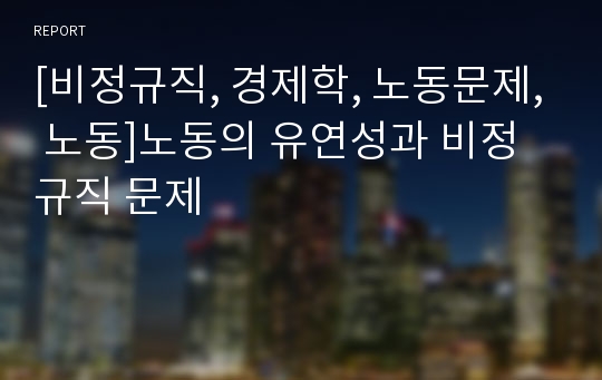 [비정규직, 경제학, 노동문제, 노동]노동의 유연성과 비정규직 문제