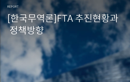 [한국무역론]FTA 추진현황과 정책방향