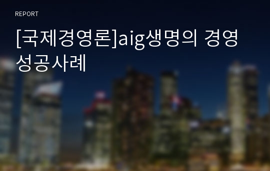 [국제경영론]aig생명의 경영 성공사례