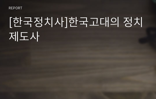 [한국정치사]한국고대의 정치제도사