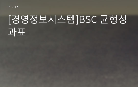 [경영정보시스템]BSC 균형성과표