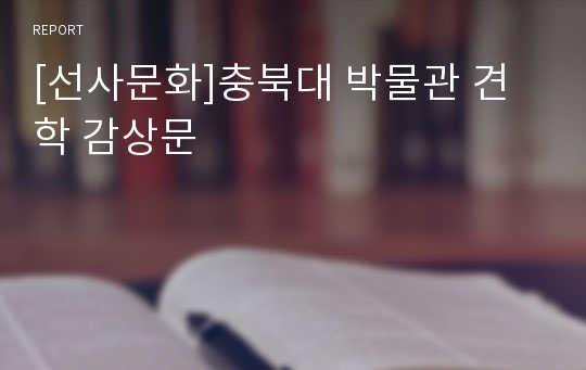 [선사문화]충북대 박물관 견학 감상문