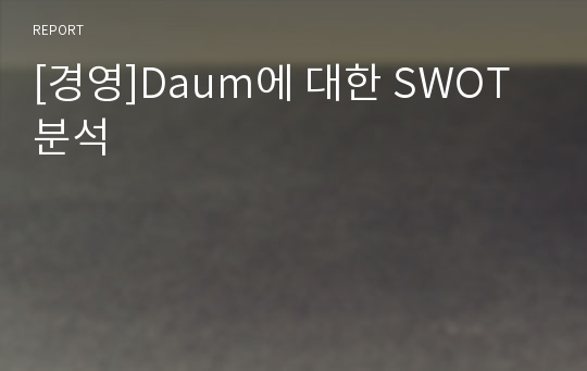 [경영]Daum에 대한 SWOT 분석