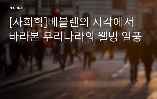 [사회학]베블렌의 시각에서 바라본 우리나라의 웰빙 열풍