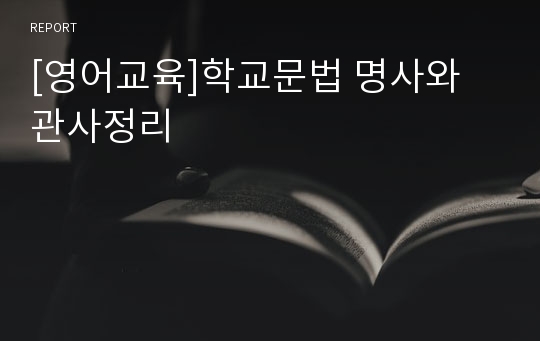 [영어교육]학교문법 명사와 관사정리