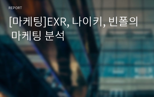 [마케팅]EXR, 나이키, 빈폴의 마케팅 분석