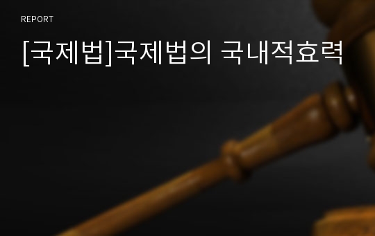 [국제법]국제법의 국내적효력