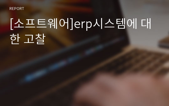 [소프트웨어]erp시스템에 대한 고찰