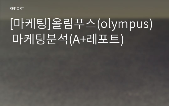 [마케팅]올림푸스(olympus) 마케팅분석(A+레포트)