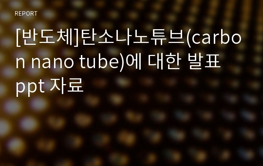 [반도체]탄소나노튜브(carbon nano tube)에 대한 발표 ppt 자료